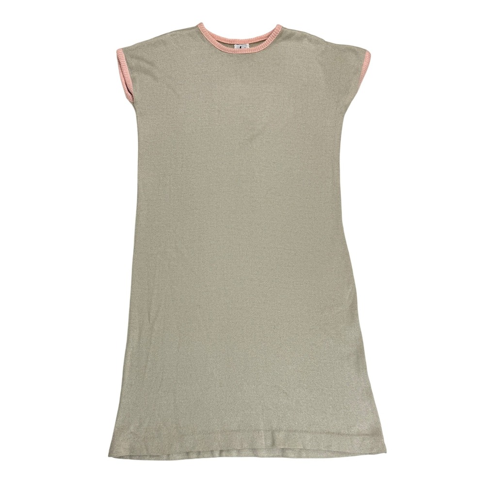 90s Ami Knit Tank Dress with Pastel Pink Trim – Tag Size 4 – Fits Modern L/XL